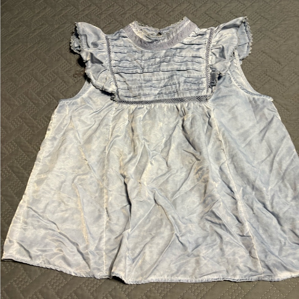 Ces Femme Light Blue Ruffled Blouse